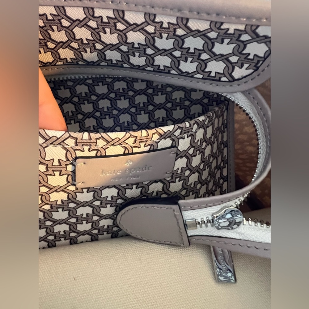 Beautiful authentic Kate Spade satchel bag. Gray and white color, like new. - Picture 2 of 15